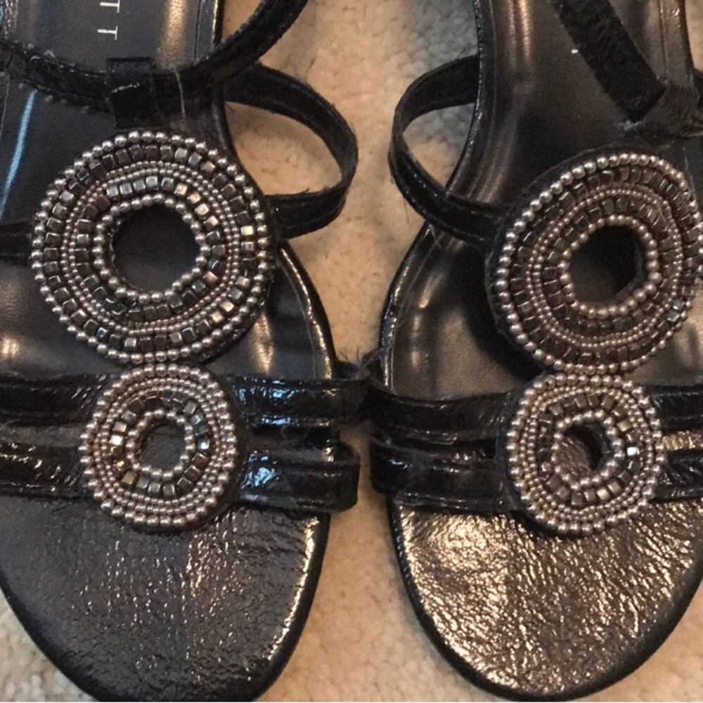 Karen Scott Black leather and beaded sandals